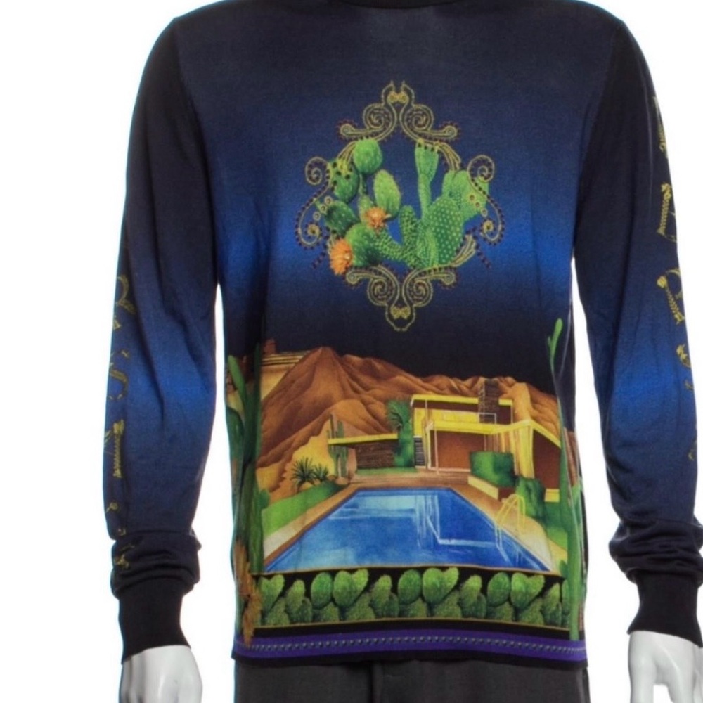 Versace Multicolor Graphic Crewneck Sweater